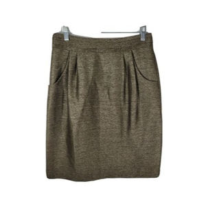 NWT TAHARI size 4 Gold Metallic Pencil SKIRT pockets New